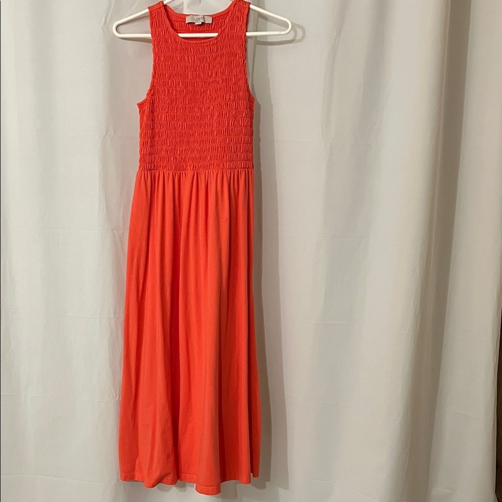 LOFT Coral Sleeveless Maxi Dress